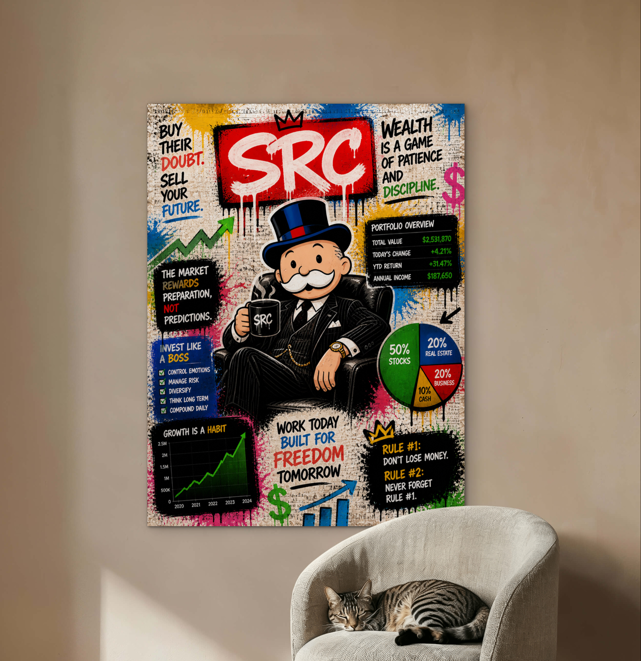 תמונת קיר דולרים בריקוד, Alec Monopoly