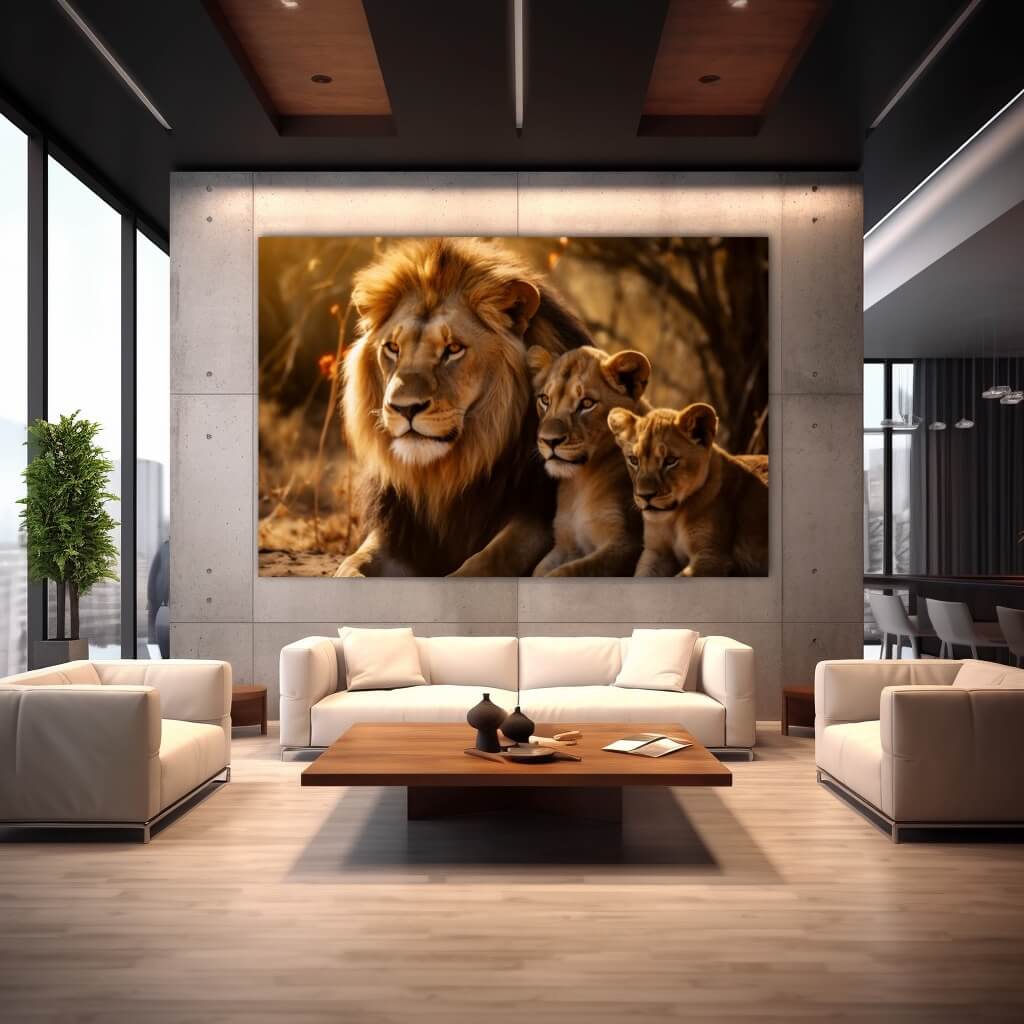 Lion and Cubs wall art, Animals